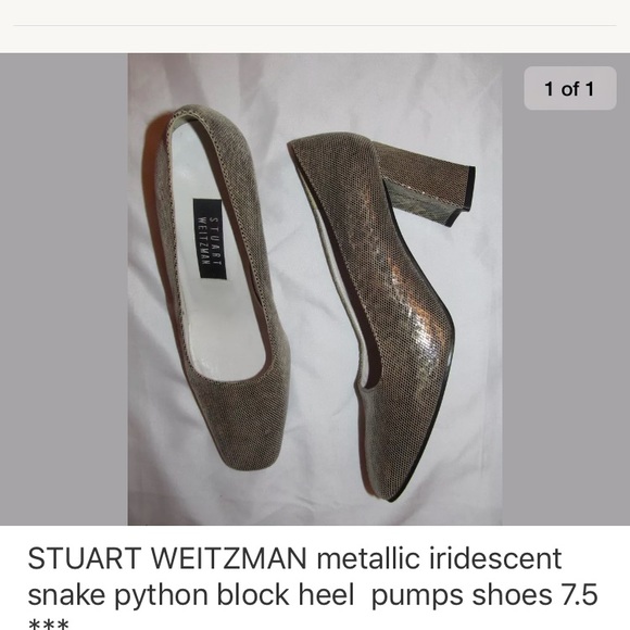 STUART WEITZMAN IRIDESCENT snake block heel shoes - Picture 1 of 1